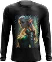 Camiseta Manga Longa Elfa Linda na Floresta Mágica 5