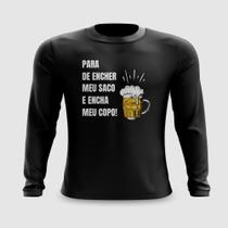 Camiseta Manga Longa Encha Meu Copo Carnaval Meme