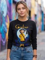 Camiseta Manga Longa - Especial Cinema Coraline - Premium Tamanho:GGCor:Preto Camiseta Manga Longa - Especial Cinema Coraline - Premium Tamanho:GGCor:Preto