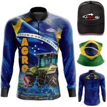 Camiseta Manga Longa Esportiva Com Boné Bandana Proteção UV