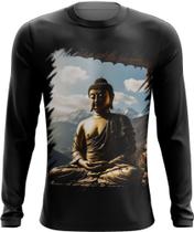 Camiseta Manga Longa Estátua de Buda Iluminado Religião 11 Camiseta Manga Longa Estátua de Buda Iluminado Religião 11