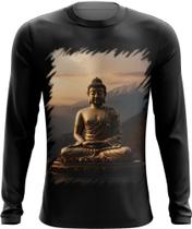 Camiseta Manga Longa Estátua de Buda Iluminado Religião 17 Camiseta Manga Longa Estátua de Buda Iluminado Religião 17