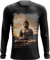 Camiseta Manga Longa Estátua de Buda Iluminado Religião 18 Camiseta Manga Longa Estátua de Buda Iluminado Religião 18