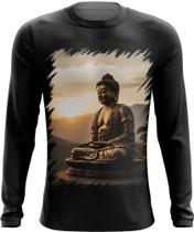 Camiseta Manga Longa Estátua de Buda Iluminado Religião 20 Camiseta Manga Longa Estátua de Buda Iluminado Religião 20