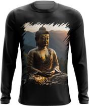 Camiseta Manga Longa Estátua de Buda Iluminado Religião 22 Camiseta Manga Longa Estátua de Buda Iluminado Religião 22