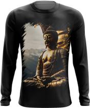 Camiseta Manga Longa Estátua de Buda Iluminado Religião 6 Camiseta Manga Longa Estátua de Buda Iluminado Religião 6