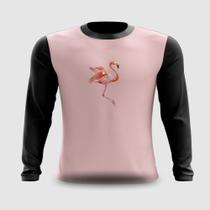 Camiseta Manga Longa Flamingo Belo Dançando