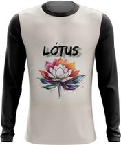 Camiseta Manga Longa Flor de Lótus Budismo Buda Religião 1