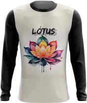 Camiseta Manga Longa Flor de Lótus Budismo Buda Religião 2