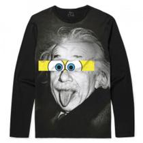 Camiseta Manga Longa G Preta Einstein Olhos Doidos Camiseta Manga Longa G Preta Einstein Olhos Doidos