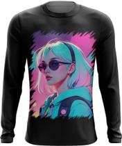 Camiseta Manga Longa Garota Vaporwave Sunset Estilosa 6