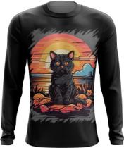 Camiseta Manga Longa Gatinho no Pôrdo Sol Sunset 9