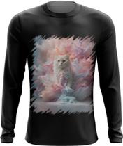 Camiseta Manga Longa Gato Explosão de Cores Hipnotizante 3