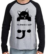 Camiseta Manga Longa Gato tá olhando o quê