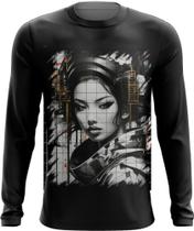 Camiseta Manga Longa Geisha Ninja Nipon Japão Japan Edo 2 Camiseta Manga Longa Geisha Ninja Nipon Japão Japan Edo 2