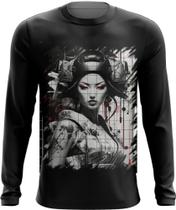Camiseta Manga Longa Geisha Ninja Nipon Japão Japan Edo 4 Camiseta Manga Longa Geisha Ninja Nipon Japão Japan Edo 4