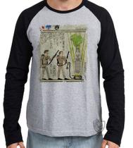 Camiseta Manga Longa Hieróglifos Caça Fantasmas Camiseta Manga Longa Hieróglifos Caça Fantasmas