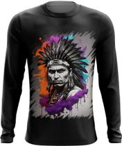 Camiseta Manga Longa Índio Apache Tribo Americana Oeste 1