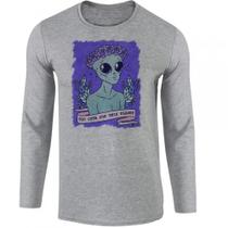 camiseta manga longa Infantil até Plus size Alien et extraterrestre marciano