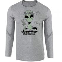 camiseta manga longa Infantil até Plus size Alien say hello to the dumb humans camiseta manga longa Infantil até Plus size Alien say hello to the dumb humans