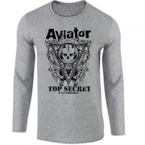 camiseta manga longa Infantil até Plus size Aviator Top Secret Avião camiseta manga longa Infantil até Plus size Aviator Top Secret Avião