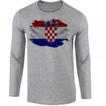 camiseta manga longa Infantil até Plus size Bandeira Croacia croatia