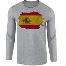 camiseta manga longa Infantil até Plus size Bandeira Espanha europa