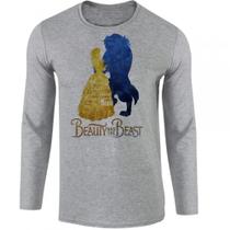 camiseta manga longa Infantil até Plus size Beauty and the Beast bela fera