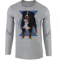 camiseta manga longa Infantil até Plus size Bernese cachorro dog cão