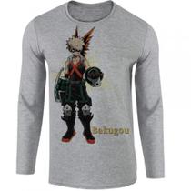 camiseta manga longa Infantil até Plus size boku no hero Bakugou anime
