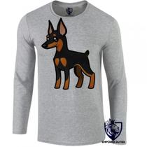 camiseta manga longa Infantil até Plus size cachorro cão dog pinscher raça canina camiseta manga longa Infantil até Plus size cachorro cão dog pinscher raça canina
