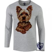 camiseta manga longa Infantil até Plus size cachorro cão dog Yorkshire fofo raça camiseta manga longa Infantil até Plus size cachorro cão dog Yorkshire fofo raça