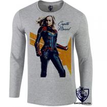 camiseta manga longa Infantil até Plus size Capitã girl heroi avengers camiseta manga longa Infantil até Plus size Capitã girl heroi avengers