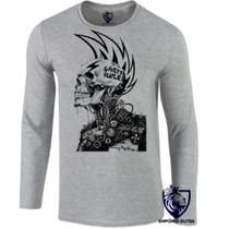 camiseta manga longa Infantil até Plus size Caveira guetto rules regras punk