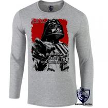 camiseta manga longa Infantil até Plus size Darth Vader fé