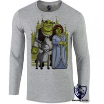 camiseta manga longa Infantil até Plus size desenho fiona burro desenho
