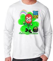 camiseta manga longa Infantil até Plus size desenho jovens titãs Leprechaun titan go