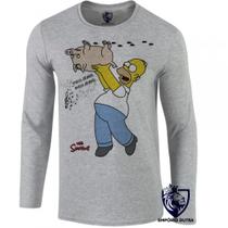 camiseta manga longa Infantil até Plus size desenho porco homer filme