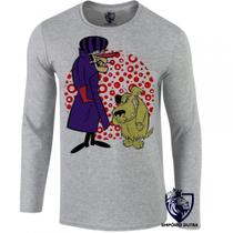camiseta manga longa Infantil até Plus size Dick Vigarista Mutley corrida maluca camiseta manga longa Infantil até Plus size Dick Vigarista Mutley corrida maluca