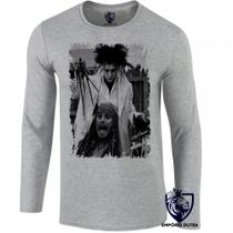 camiseta manga longa Infantil até Plus size Edward mãos de tesoura jack sparrow