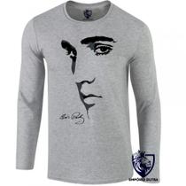 camiseta manga longa Infantil até Plus size Elvis Presley Rosto rock musica camiseta manga longa Infantil até Plus size Elvis Presley Rosto rock musica
