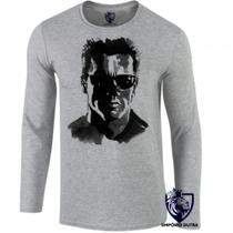 camiseta manga longa Infantil até Plus size exterminador do futuro 2 terminator arnold schwarzenegger