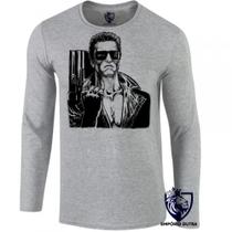 camiseta manga longa Infantil até Plus size exterminador do futuro terminator arnold schwarzenegger