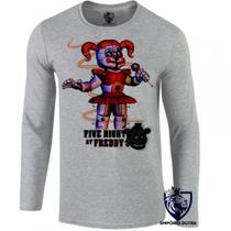 camiseta manga longa Infantil até Plus size Five Night at Freddys Circusbaby camiseta manga longa Infantil até Plus size Five Night at Freddys Circusbaby