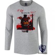camiseta manga longa Infantil até Plus size Five Night at Freddys Five Urso