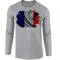camiseta manga longa Infantil até Plus size França Bandeira