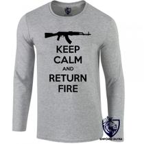 camiseta manga longa Infantil até Plus size Fuzil arma pistola ak 47 keep calm camiseta manga longa Infantil até Plus size Fuzil arma pistola ak 47 keep calm