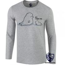 camiseta manga longa Infantil até Plus size Hey Mother Foca Mae