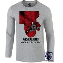 camiseta manga longa Infantil até Plus size Homem sorria foto
