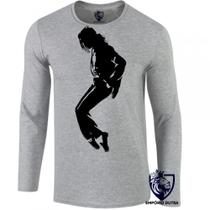 camiseta manga longa Infantil até Plus size michael jackson musica dança